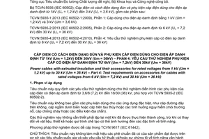 Tiêu chuẩn Việt Nam TCVN 5935-4:2013 (IEC 60502-4:2010) về Cáp điện có cách điện dạng đùn và phụ kiện cáp điện dùng cho điện áp danh định từ 1kV (Um=1,2kV) đến 30kV (Um=36kV) - Phần 4: Yêu cầu thử nghiệm phụ kiện cáp có điện áp danh định từ 6kV (Um=7,2kV) đến 30kV (Um=36kV)