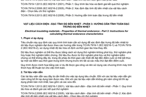 Tiêu chuẩn quốc gia TCVN 7919-3:2013 (IEC 60216-3:2006) về Vật liệu cách điện - Đặc tính độ bền nhiệt - Phần 3: Hướng dẫn tính toán đặc trưng độ bền nhiệt