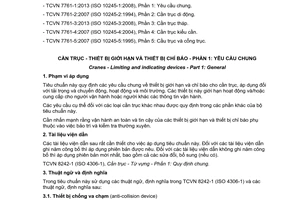 Tiêu chuẩn quốc gia TCVN 7761-1:2013 (ISO 10245-1:2008) về Cần trục – Thiết bị giới hạn và thiết bị chỉ báo – Phần 1:Yêu cầu chung