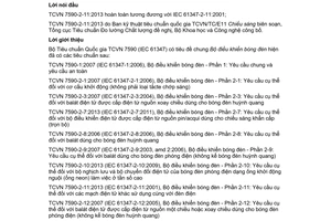 Tiêu chuẩn quốc gia TCVN 7590-2-11:2013 (IEC 61347-2-11:2001) về Bộ điều khiển bóng đèn – Phần 2-11: Yêu cầu cụ thể đối với các mạch điện tử khác sử dụng cùng với đèn điện