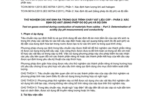 Tiêu chuẩn quốc gia TCVN 9619-2:2013 (IEC 60754-2 : 2011) về Thử nghiệm các khí sinh ra trong quá trình cháy vật liệu cáp - Phần 2: Xác định độ axit (bằng phép đo độ pH) và độ dẫn