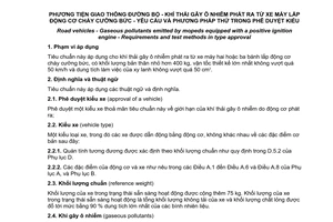 Tiêu chuẩn quốc gia TCVN 7358:2010 về Phương tiện giao thông đường bộ - Khí thải gây ô nhiễm phát ra từ xe máy lắp động cơ cháy cưỡng bức - Yêu cầu và phương pháp thử trong phê duyệt kiểu