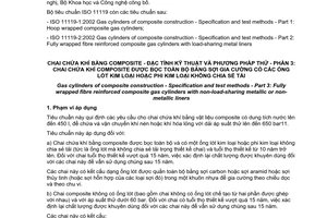 Tiêu chuẩn quốc gia TCVN 8607-3:2010 (ISO 11119-3:2002) về Chai chứa khí bằng composite - Đặc tính kỹ thuật và phương pháp thử - Phần 3: Chai chứa khí composite được bọc toàn bộ bằng sợi gia cường có các ống lót kim loại hoặc phi kim loại không chia sẻ tải