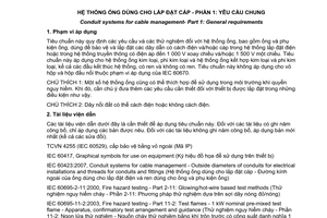 Tiêu chuẩn quốc gia TCVN 7417-1:2010 (IEC 61386-1:2008) về Hệ thống ống dùng cho lắp đặt cáp - Phần 1: Yêu cầu chung