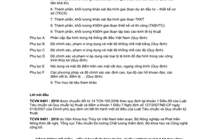 Tiêu chuẩn Việt Nam TCVN 8481:2010 về công trình đê điều – Yêu cầu về thành phần, khối lượng khảo sát địa hình