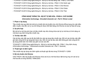 Tiêu chuẩn quốc gia TCVN 8271-4:2010 về Công nghệ thông tin - Bộ ký tự mã hóa - Phần 6: Chữ Khơme