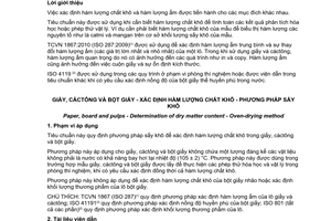 Tiêu chuẩn quốc gia TCVN 4407:2010 (ISO 638:2008) về Giấy, cáctông và bột giấy - Xác định hàm lượng chất khô - Phương pháp sấy khô