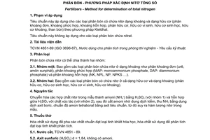 Tiêu chuẩn Việt Nam TCVN 8557:2010 về phân bón - Phương pháp xác định nitơ tổng số