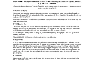 Tiêu chuẩn Việt Nam TCVN 8276:2010 (EN 12822 : 2000) về thực phẩm - Xác định hàm lượng vitamin E bằng sắc ký lỏng hiệu năng cao - Định lượng anpha-, beta-, gamma- và sixma-tocopherol