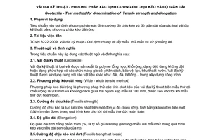 Tiêu chuẩn quốc gia TCVN 8485:2010 về Vải địa kỹ thuật – Phương pháp xác định cường độ chịu kéo và độ giãn dài