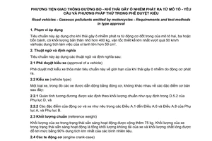 Tiêu chuẩn quốc gia TCVN 7357:2010 về Phương tiện giao thông đường bộ - Khí thải gây ô nhiễm phát ra từ mô tô - Yêu cầu và phương pháp thử trong phê duyệt kiểu