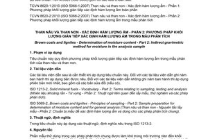 Tiêu chuẩn quốc gia TCVN 8620-2:2010 (ISO 5068-2:2007) về Than nâu và than non - Xác định hàm lượng ẩm - Phần 2: Phương pháp khối lượng gián tiếp xác định hàm lượng ẩm trong mẫu phân tích