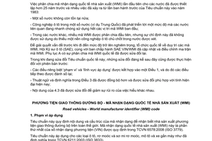 Tiêu chuẩn quốc gia TCVN 6579:2010 (ISO 3780:2009) về Phương tiện giao thông đường bộ - Mã nhận dạng quốc tế nhà sản xuất (WMI)