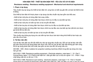 Tiêu chuẩn quốc gia TCVN 6362:2010 (ISO 669 : 2000) về Hàn điện trở - Thiết bị hàn điện trở - Yêu cầu về cơ và điện