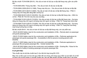 Tiêu chuẩn Việt Nam TCVN 6396-72:2010 (EN 81-72:2003) về yêu cầu an toàn về cấu tạo và lắp đặt thang máy - Áp dụng riêng cho thang máy chở người và thang máy chở người và hàng - Phần 72: Thang máy chữa cháy