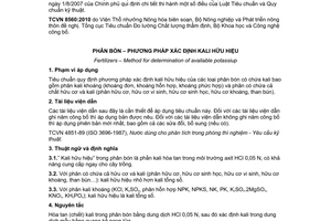 Tiêu chuẩn Việt Nam TCVN 8560:2010 về phân bón - Phương pháp xác định kali hữu hiệu