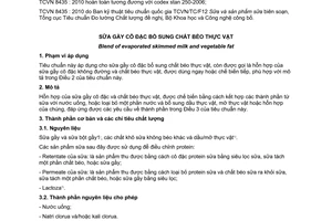 Tiêu chuẩn quốc gia TCVN 8435:2010 (CODEX STAN 250-2006) về Sữa gầy cô đặc bổ sung chất béo từ thực vật