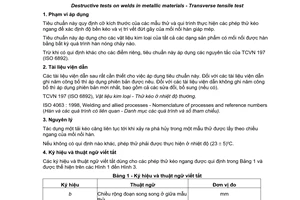 Tiêu chuẩn quốc gia TCVN 8310:2010 (ISO 4136:2001) về Thử phá hủy mối hàn trên vật liệu kim loại - Thử kéo ngang
