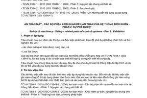 Tiêu chuẩn quốc gia TCVN 7384-2:2010 (ISO 13849-2 : 2003) về An toàn máy - Các bộ phận liên quan đến an toàn của hệ thống điều khiển - Phần 2: Sự phê duyệt