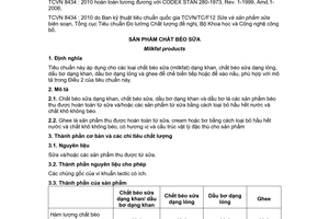 Tiêu chuẩn quốc gia TCVN 8434:2010 (CODEX STAN 280-1973, REV.1-1999, AMD.1-2006) về Sản phẩm chất béo sữa
