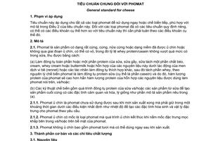 Tiêu chuẩn quốc gia TCVN 7401:2010 (CODEX STAN 283:1978, Rev.1:1999, Amd.2:2008) về tiêu chuẩn chung đối với phomat