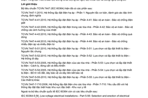 Tiêu chuẩn quốc gia TCVN 7447-5-55:2010 (IEC 60364-5-55:2008) về Hệ thống lắp đặt điện hạ áp – Phần 5-55: Lựa chọn và lắp đặt thiết bị điện – Các thiết bị khác