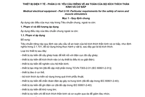 Tiêu chuẩn quốc gia TCVN 7303-2-10:2010 (IEC 60601-2-10: 1987/AMD 1: 2001) về Thiết bị điện y tế - Phần 2-10: Yêu cầu riêng về an toàn của bộ kích thích thần kinh và cơ bắp