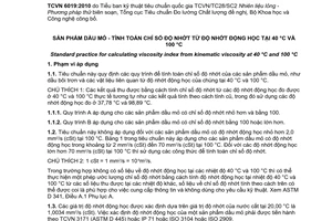 Tiêu chuẩn quốc gia TCVN 6019:2010 (ASTM D 2270-04) về Sản phẩm dầu mỏ - Tính toán chỉ số độ nhớt từ độ nhớt động học tại 40 độ C và 100 độ C