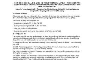 Tiêu chuẩn quốc gia TCVN 8614:2010 (EN 12308:1998) về Khí thiên nhiên hóa lỏng (LNG) - Hệ thống thiết bị và lắp đặt - Thử nghiệm tính tương thích của các loại vòng đệm được thiết kế cho đầu nối bằng mặt bích trên đường ống LNG