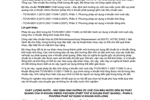 Tiêu chuẩn quốc gia TCVN 6831-2:2010 (ISO 11348-2:2007) về Chất lượng nước - Xác định ảnh hưởng ức chế của mẫu nước đến sự phát quang của vi khuẩn Vibrio fischeri (phép thử vi khuẩn phát quang) - Phần 2: Phương pháp sử dụng vi khuẩn khô - lỏng