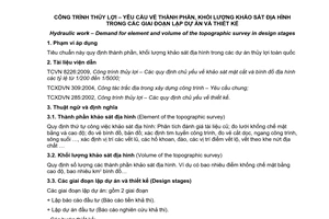 Tiêu chuẩn Việt Nam TCVN 8478:2010 về công trình thủy lợi – Yêu cầu về thành phần, khối lượng khảo sát địa hình trong các giai đoạn lập dự án và thiết kế