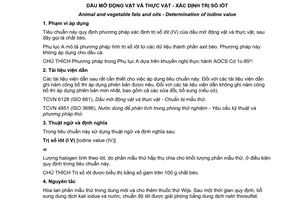 Tiêu chuẩn quốc gia TCVN 6122:2010 (ISO 3961 : 2009) về Dầu mỡ động vật và thực vật - Xác định chỉ số iôt