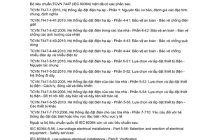 Tiêu chuẩn quốc gia TCVN 7447-4-43:2010 (ISO 60364-4-43:2008) về Hệ thống lắp đặt điện của các tòa nhà – Phần 4-43: Bảo vệ an toàn, bảo vệ chống quá dòng