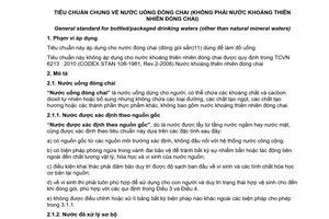 Tiêu chuẩn quốc gia TCVN 6096:2010 (CODEX STAN 227-2001) về Tiêu chuẩn chung về nước uống đóng chai (không phải nước khoáng thiên nhiên đóng chai)