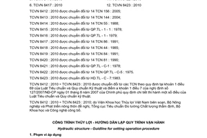 Tiêu chuẩn Việt Nam TCVN 8412:2010 về công trình thủy lợi - hướng dẫn lập quy trình vận hành