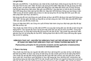 Tiêu chuẩn Việt Nam TCVN 6907:2010 về kiểm dịch thực vật  - nguyên tắc đối với bảo vệ thực vật và áp dụng các biện pháp kiểm dịch thực vật trong thương mại quốc tế