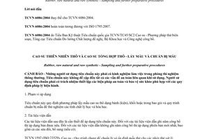 Tiêu chuẩn quốc gia TCVN 6086:2010 (ISO 1795:2007) về Cao su thiên nhiên thô và cao su tổng hợp thô - Lấy mẫu và chuẩn bị mẫu