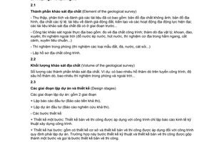 Tiêu chuẩn Việt Nam TCVN 8477:2010 về công trình thủy lợi - yêu cầu về thành phần, khối lượng khảo sát địa chất trong các giai đoạn lập dự án và thiết kế
