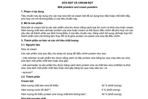 Tiêu chuẩn quốc gia TCVN 7979:2009 (CODEX STAN 207 - 1999) về Sữa bột và cream bột
