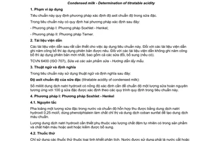 Tiêu chuẩn quốc gia TCVN 8080:2009 về Sữa đặc - Xác định độ axit bằng phương pháp chuẩn độ