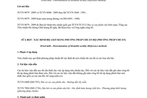 Tiêu chuẩn quốc gia TCVN 8079:2009 (ISO 6091 : 1980) về Sữa bột - Xác định độ axit bằng phương pháp chuẩn độ (Phương pháp chuẩn)