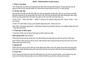 Tiêu chuẩn quốc gia TCVN 8148:2009 (ISO 1738 : 2004) về Bơ - Xác định hàm lượng muối