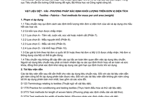 Tiêu chuẩn quốc gia TCVN 8042:2009 (ASTM D 3776 : 2007) về Vật liệu dệt - Vải - Phương pháp xác định khối lượng trên đơn vị diện tích