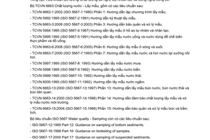 Tiêu chuẩn quốc gia TCVN 6663-5:2009 (ISO 5667–5 : 2006) về Chất lượng nước - Lấy mẫu - Phần 5: Hướng dẫn lấy mẫu nước uống từ các trạm xử lý và hệ thống phân phối bằng đường ống