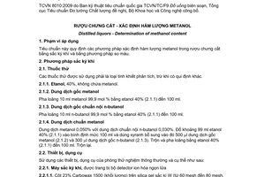 Tiêu chuẩn quốc gia TCVN 8010:2009 về Rượu chưng cất - Xác định hàm lượng metanol