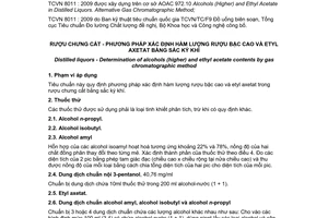 Tiêu chuẩn quốc gia TCVN 8011:2009 về Rượu chưng cất - Phương pháp xác định hàm lượng rượu bậc cao và etyl axetat bằng sắc ký khí