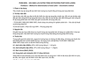 Tiêu chuẩn quốc gia TCVN 9296:2012 về Phân bón - Phương pháp xác định lưu huỳnh tổng số bằng phương pháp khối lượng