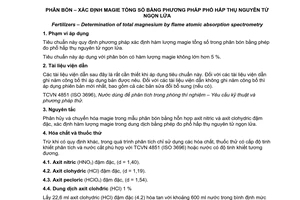 Tiêu chuẩn quốc gia TCVN 9285:2012 về Phân bón - Xác định Magie tổng số bằng phương pháp phổ hấp thụ nguyên tử ngọn lửa