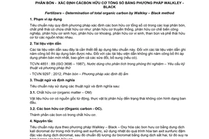 Tiêu chuẩn quốc gia TCVN 9294:2012 về Phân bón - Xác định Cacbon tổng số bằng phương pháp Walkley -Black