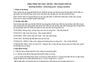 Tiêu chuẩn quốc gia TCVN 4260:2012 về Công trình thể thao - Bể bơi - Tiêu chuẩn thiết kế